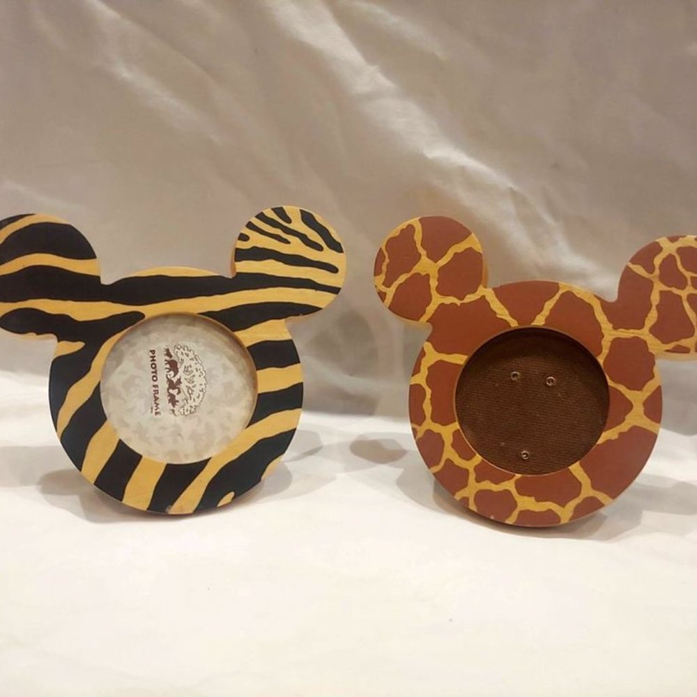 Set of 2 Wooden Disney Animal Kingdom Mickey Mouse Picture Frames
